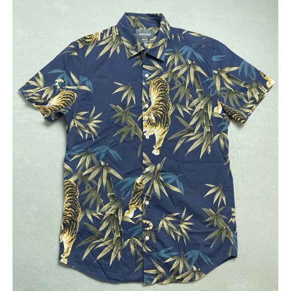 Bonobos Other - Bonobos Shirt Men's Medium Tiger Print Bamboo All over Print Blue Hawaiian